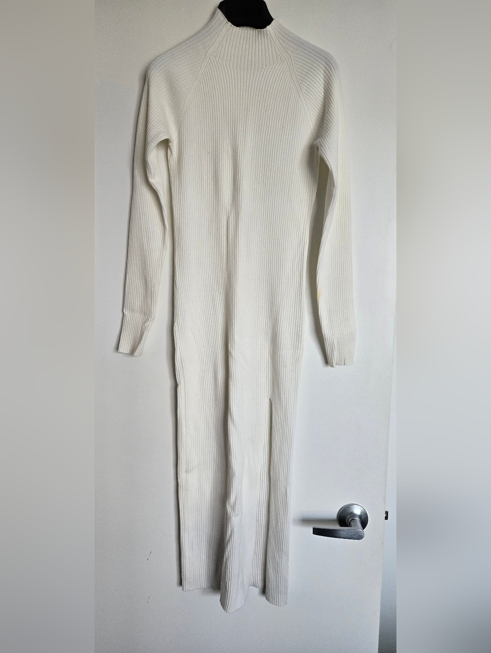Wilfred Cream Ribbed Knit High Neck Sweater Dress